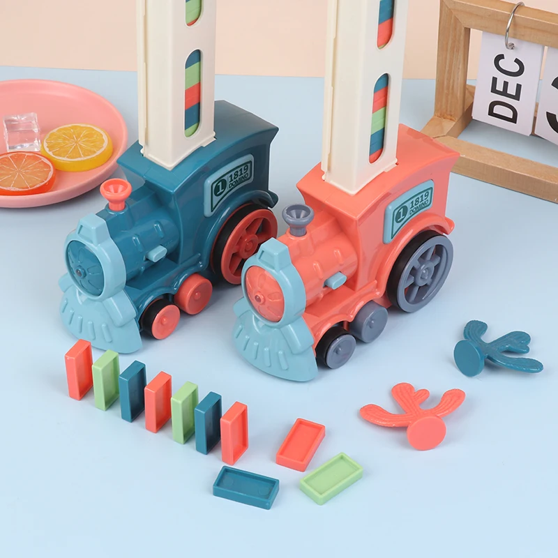 Kinderen Elektrische Domino Trein Auto Set Geluid & Licht Automatisch Leggen Dominostenen Blokken Spel Educatief Kerstcadeau Kids Speelgoed