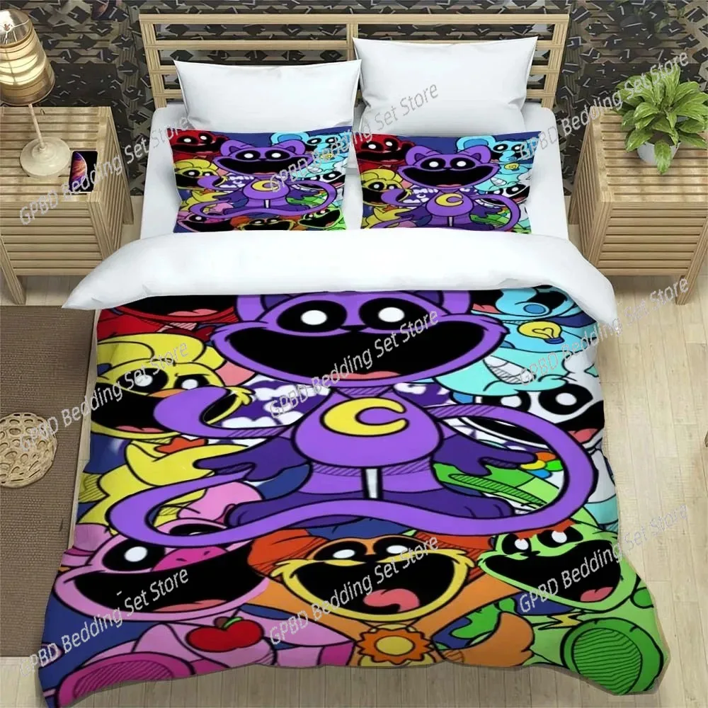 

Cartoon Smilings Critters Bedding Set,Duvet Cover Comforter Bed Set Quilt Cover Pillowcase,King Queen Twin Size Boys Girls Adult