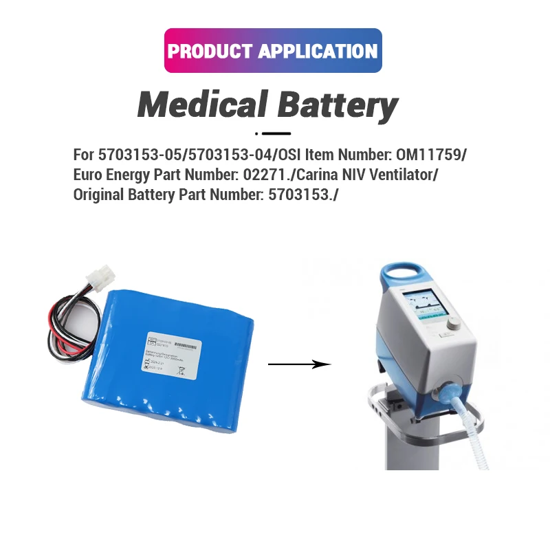 Ni-MH 12V 3000mAh Rechargeable 5703153-05 5703153-04 OM11759 02271 Ven tilator Me dical Battery for Ca rina N I V Venti lator