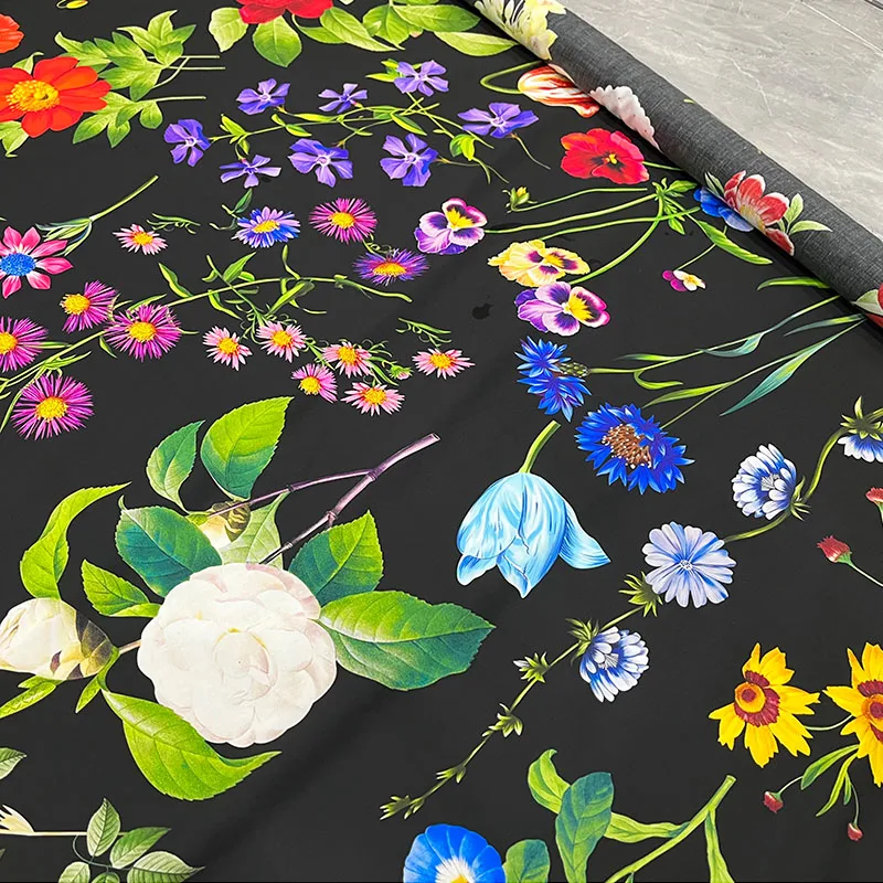 Natural Pure Cotton Poplin Fabric Brand Fashion Design Soft Polyester Satin Printed Fabrics Cloth for Dress Per Meter Diy Sewing