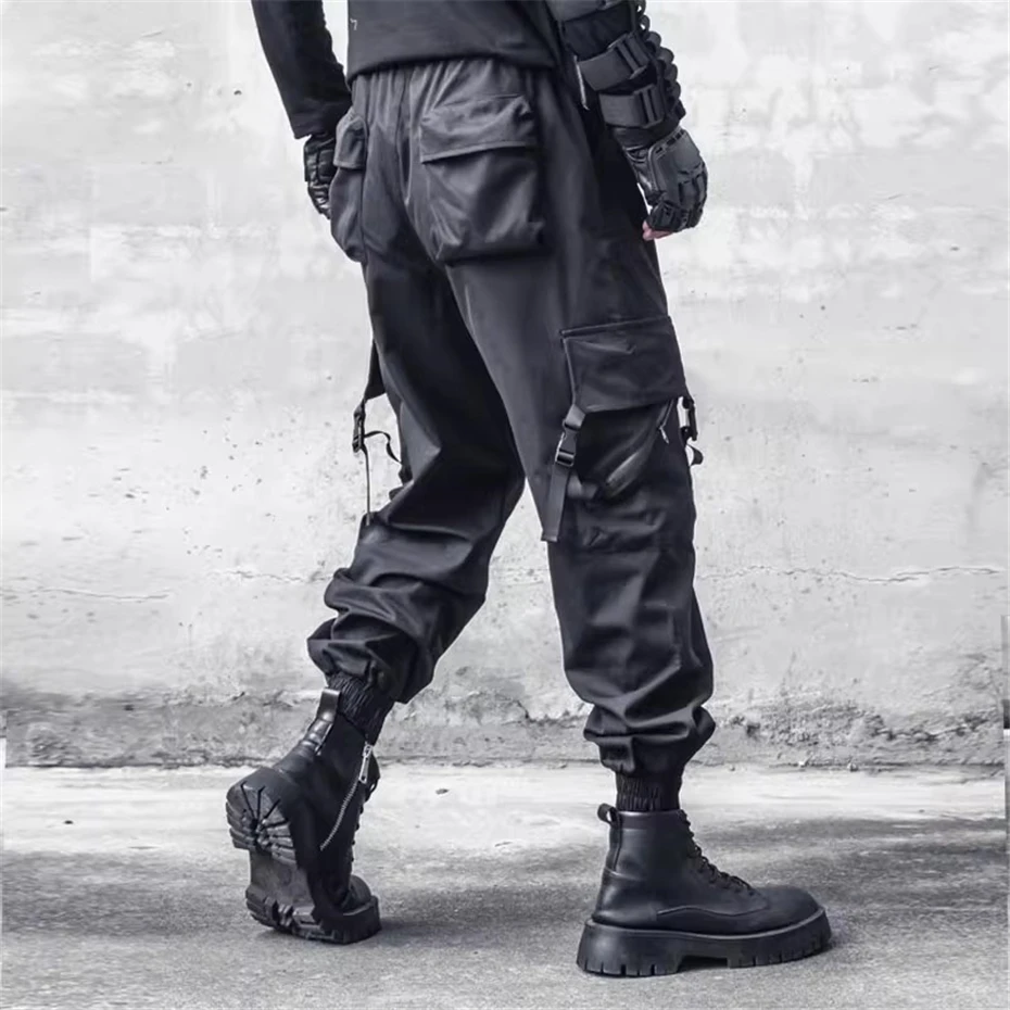 

Tactical Cargo Pants Men Streetwear Hip Hop Multiple Pockets Paratrooper Trousers Functional Elastic Waist Casual Pant Techwear