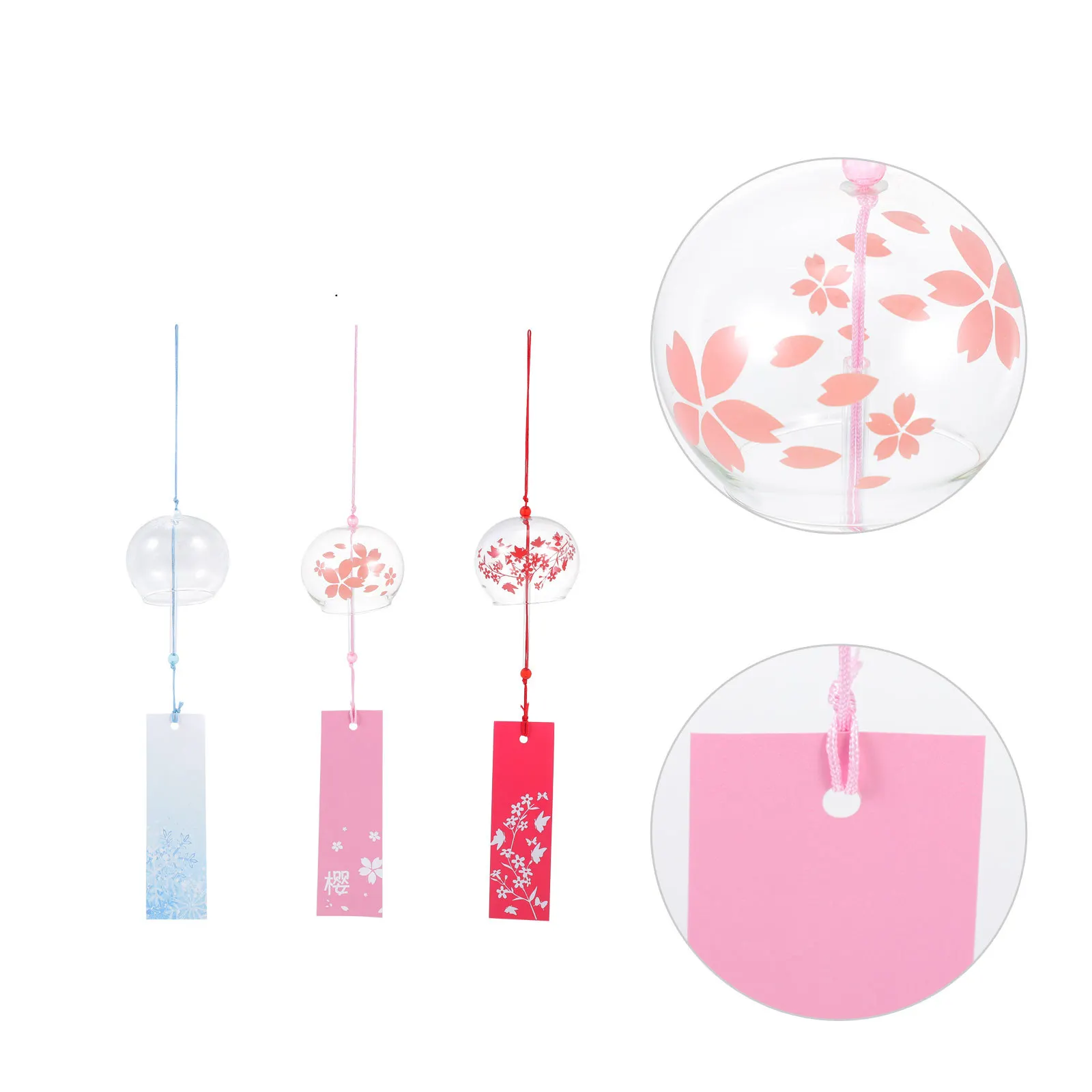 

3Pcs Wind Chime Decorative Pendant Creative Glass Bells Japanese Style Home Garden Balcony Hanging Ornament