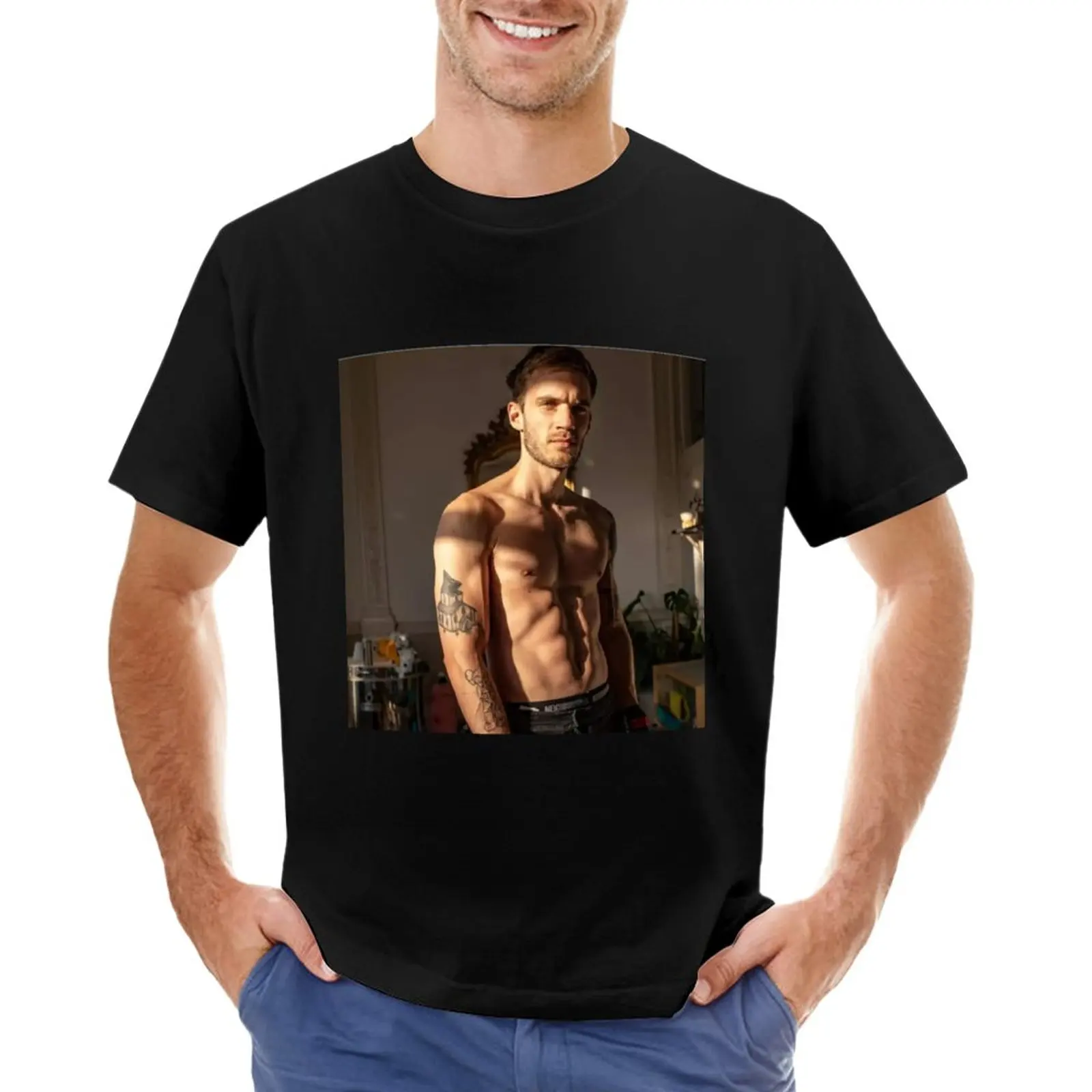 

PewDiePie Shirtless Muscles T-Shirt oversizeds for a boy mens t shirt