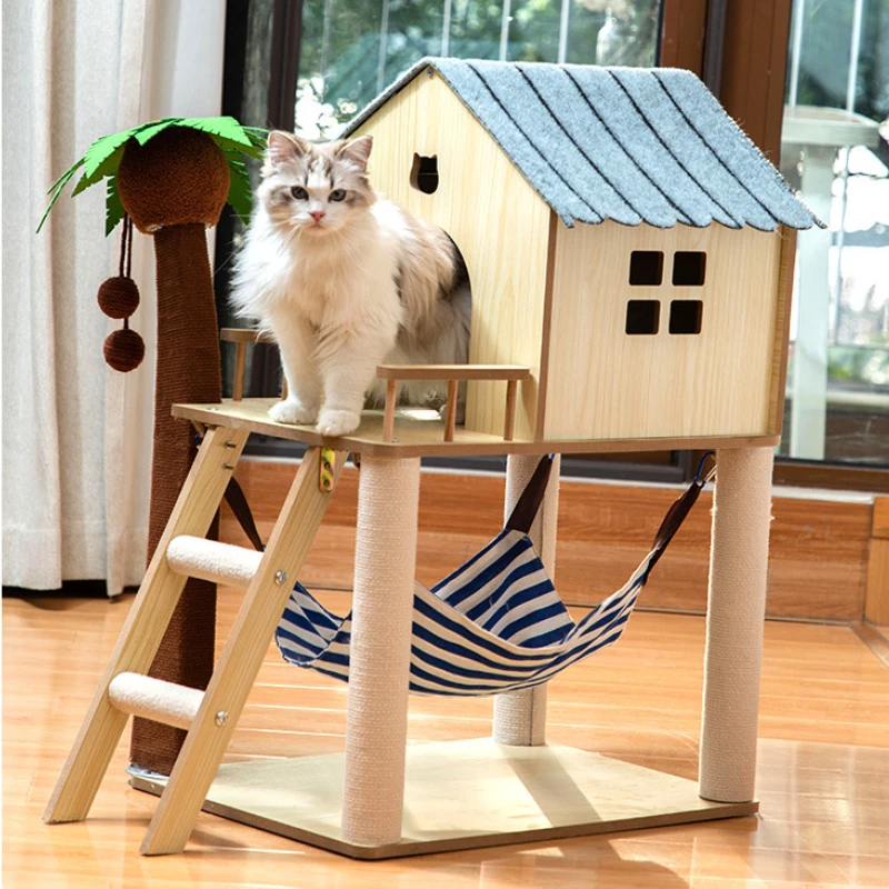 

Coconut Island Cat Climbing Shelf Cat Nest Cat Tree All-in-One Handmade Sisal Cat Scratching Post Shelf