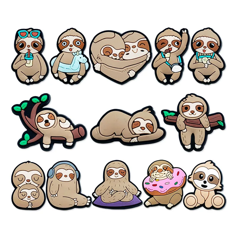 13-25pcs/set Lovely Sloth Animal Series ​for Shoe Charms Accessories for Classic Clog Shoe Decoration Kids Gifts