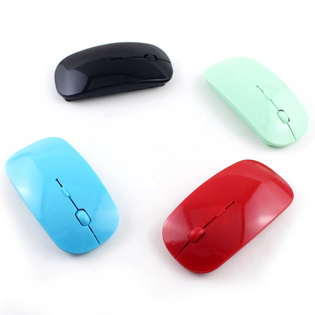 Mouse ottico wireless ultra sottile da 2,4 GHz 1200 Dpi rosso per PC portatile Tecnologia stabile Mini ricevitore Nano