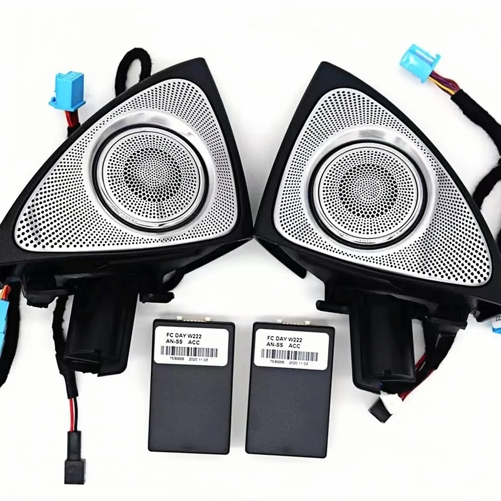 64 Colors W205 3D Rotating Tweeter For Mercedes Benz C GLC E S-class W213 W222 X253 W177 RGB LED Luminous Car Speaker Horn Refit