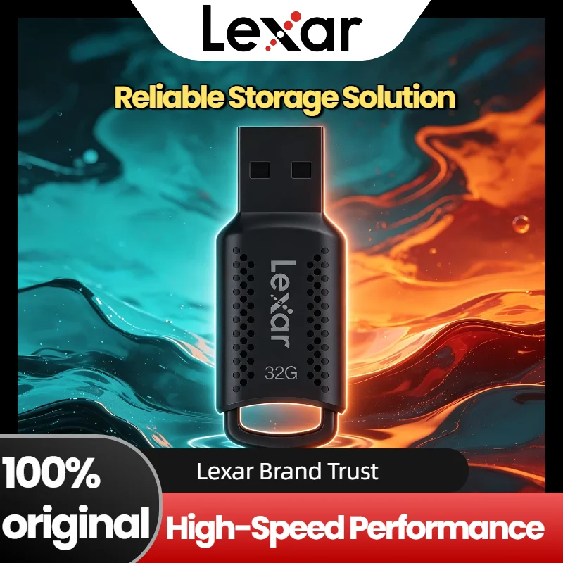 Unidad Flash USB 3.0 Lexar V400 de 64 GB, 128 GB, 32 GB, Velocidad de Lectura de 100 MB/s, Diseño de Llavero, Unidad Flash Negra para Almacenamiento de Datos de Computadora