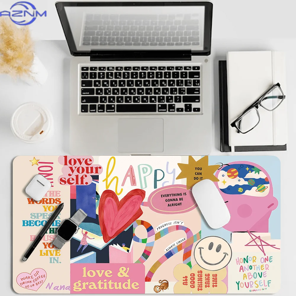 1pc Collage Quote Pattern Mouse Pad |  Inches, Non-Slip Extended Table Mat, Monkey Design, Desk Mat for Office Home Decor, Soft
