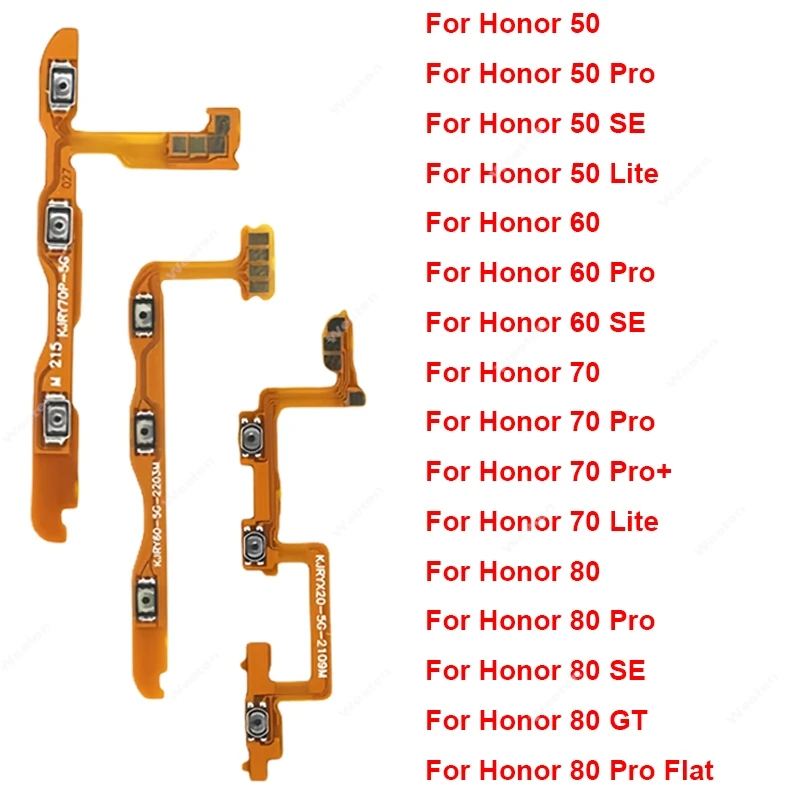 On Off Power Volume Flex Cable For Huawei Honor 50 60 70 80 Pro Plus SE Lite GT Flat Power Audio SideKey Flex Ribbon Repair Part