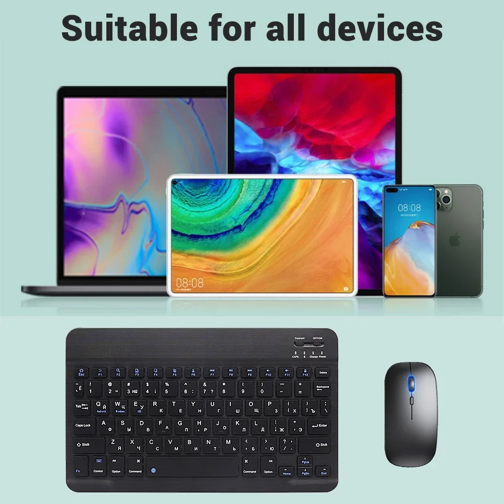 Bluetooth Keyboard Mouse for iPad Pro Multi Device Wireless Keyboard Compatible with iOS Android Windows Huawei Xiaomi Tablets