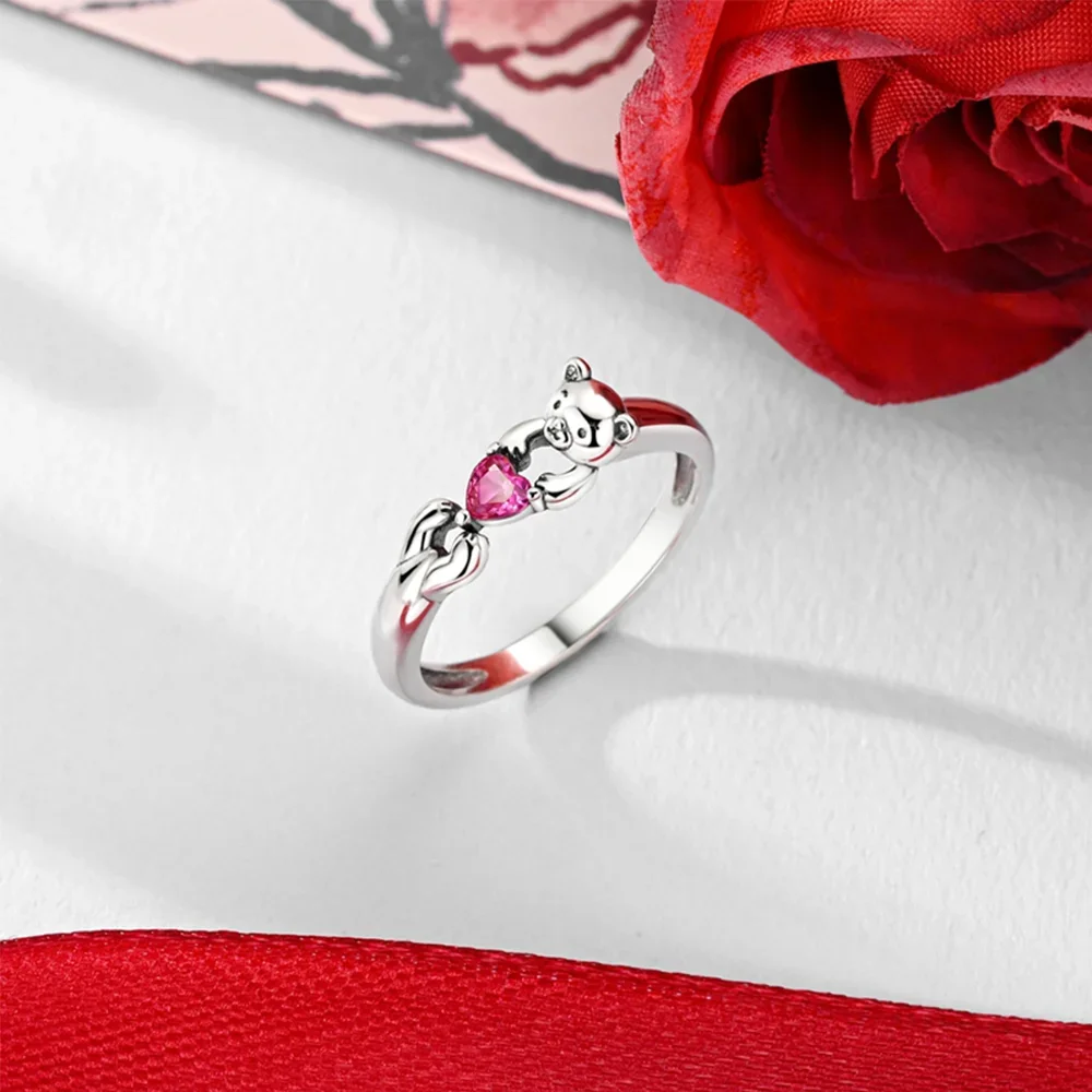 925 Silver Love Series Zircon Celtic Knot Love Ring Love Lock Open Ring Engagement Wedding Jewelry Anniversary Birthday Gift