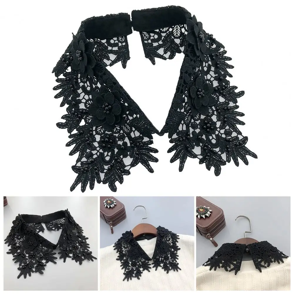 

Женский искусственный воротник с лацканами и вышивкой, цветочный узор, однотонные воротники, усилитель, формальная форма, воротник рубашки, удлинение воротника