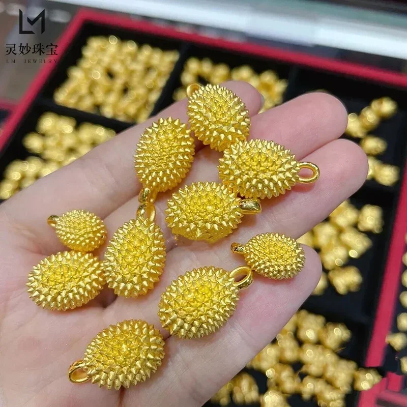 100% Plated Real 999 Gold 18k Net Red Durian Pendant Necklace Collar Chain Diy Beads Accessories Never Fade Gifts To Girlfriend