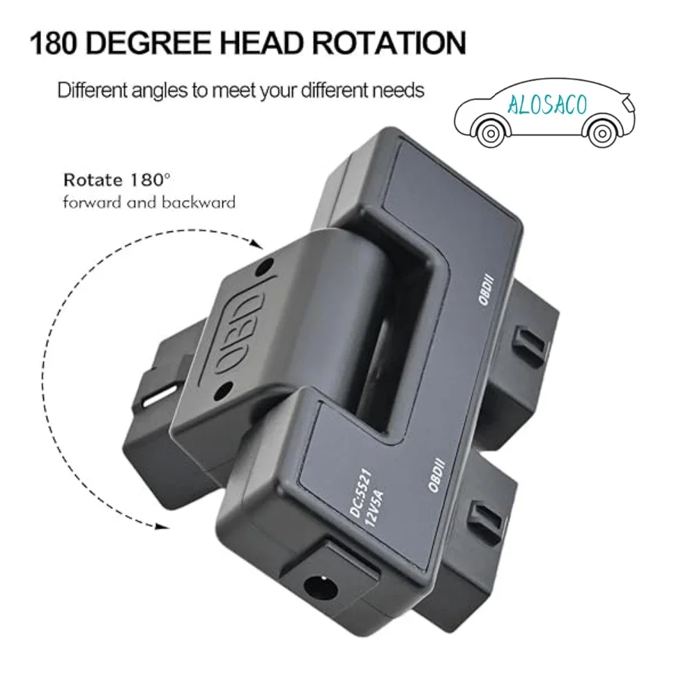 OBD2 OBDII Full 16 Pin Male To 2 Female Splitter Converter Adapter 1 To 3 With DC5521 Port Diagnostic Tool Extender OBD Cable