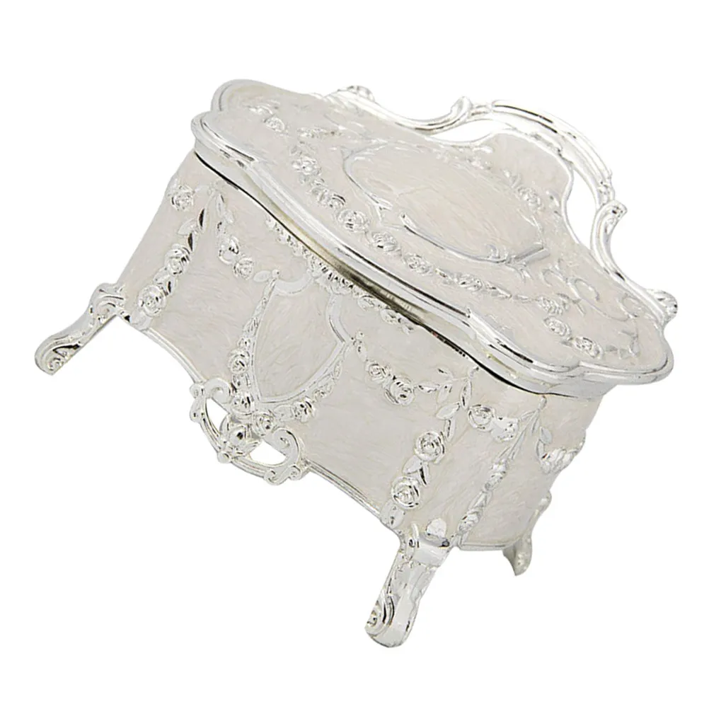 

Wedding Jewelry Box Enamel Small Treasure Box Decorative Hinged Ring Case for Engagement Anniversary Proposal Rings Storage