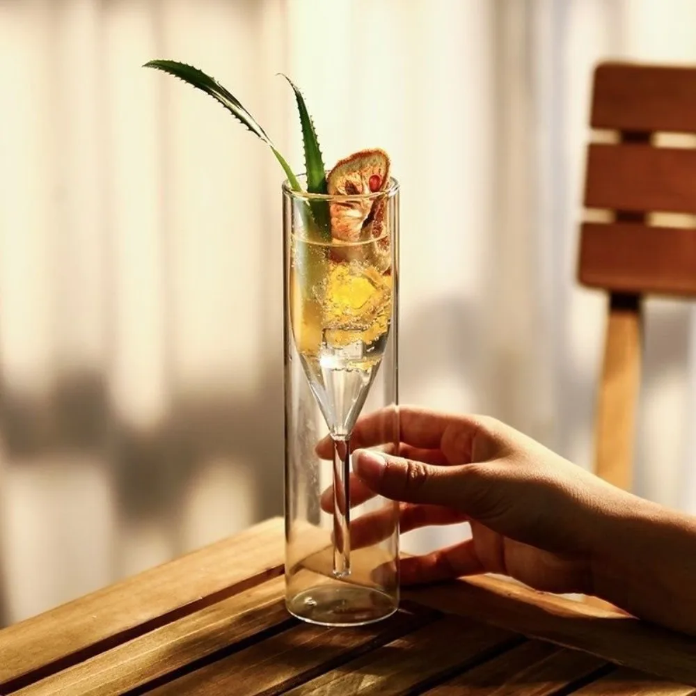 Double Wall Champagne Glasses Shatter-Resistant Transparent Wine Glass Wine Dispenser Anti Scald Glass Drink Cup Home Use