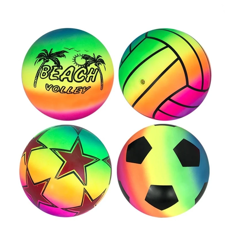 Environmentally Friendly Rainbow Ball Toys for Children Indoor and Outdoor Game Soft and Elastic Leather Ball Party Gifts