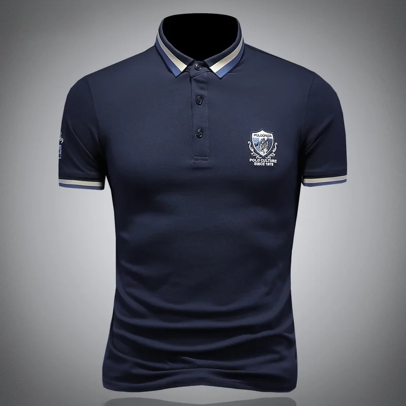 

Мужская летняя рубашка поло в полоску, повседневная, деловая, больших размеров, модная, городская, с коротким рукавом, с отложным воротником