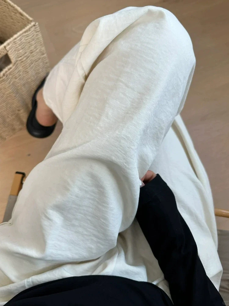 

Women Cotton Linen Wide Leg Pants Japanese Loose Drawstring Casual Pant Y2K Summer High Waist Solid All Match Straight Trousers