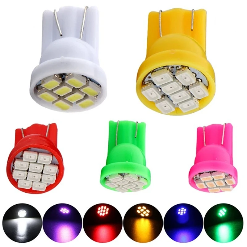 100PCS T10 2825 W5W DC 6V 6.3V 12V 24V 1210 LED Bulb Pinball Machine Battery Game Toy Car Console Flashlight Bulb White Red
