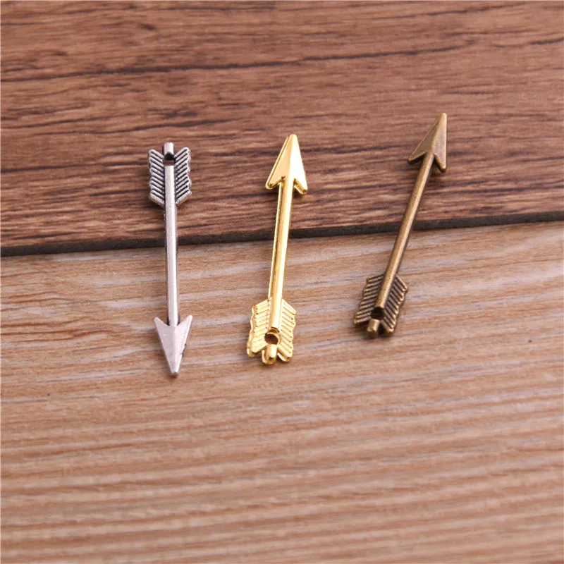 30PCS 5*30mm Metal Alloy Three Color Small Sword Charms Sports Pendants for Jewelry Making DIY Handmade Craft