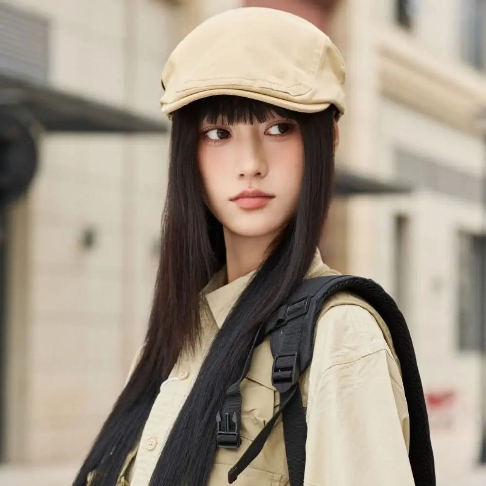 

Fashion Solid Color Men Beret Hat Korean Style Adjustable Mesh Flat Cap Sunscreen British Style Forward Peaked Cap Summer