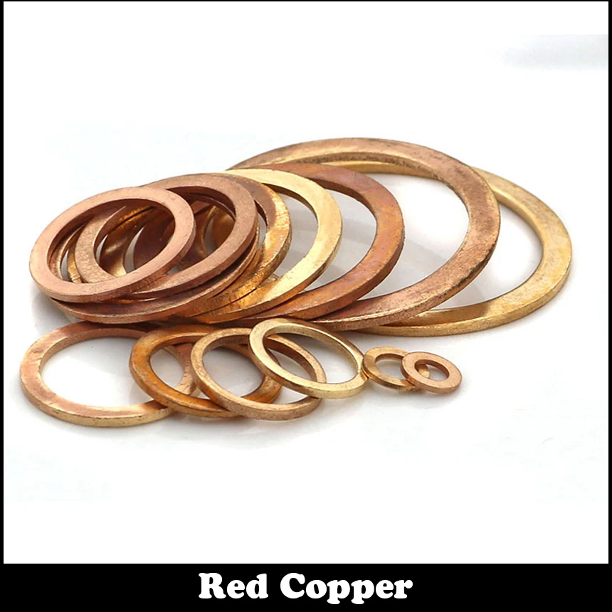 

10pcs M22 M22x28x1.5 M22*28*1.5 DIN7603 Plain Ring Gasket Flat Red Copper Washer