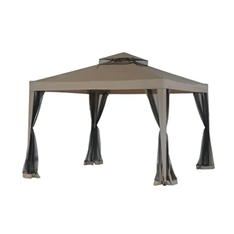 L-gz098pst-1b Double Roof Weist Gazebo With Mosquito Net 10' X 10'