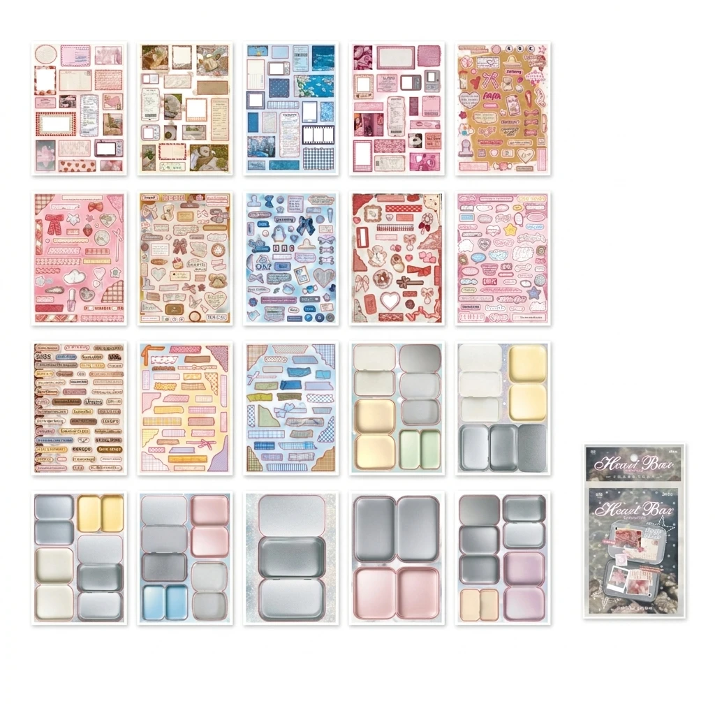 Alphabet Sticker Book Easy Peel Kiss Cut Stickers for Scrapbooking DIY Journaling PVC Letter Decals in Tin Case Durable
