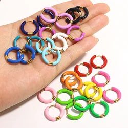 Pendientes de aro Huggie de esmalte de neón colorido para mujer, joyería de acero inoxidable, dopamina, Piercing de manguito de oreja pequeño, joyería gruesa