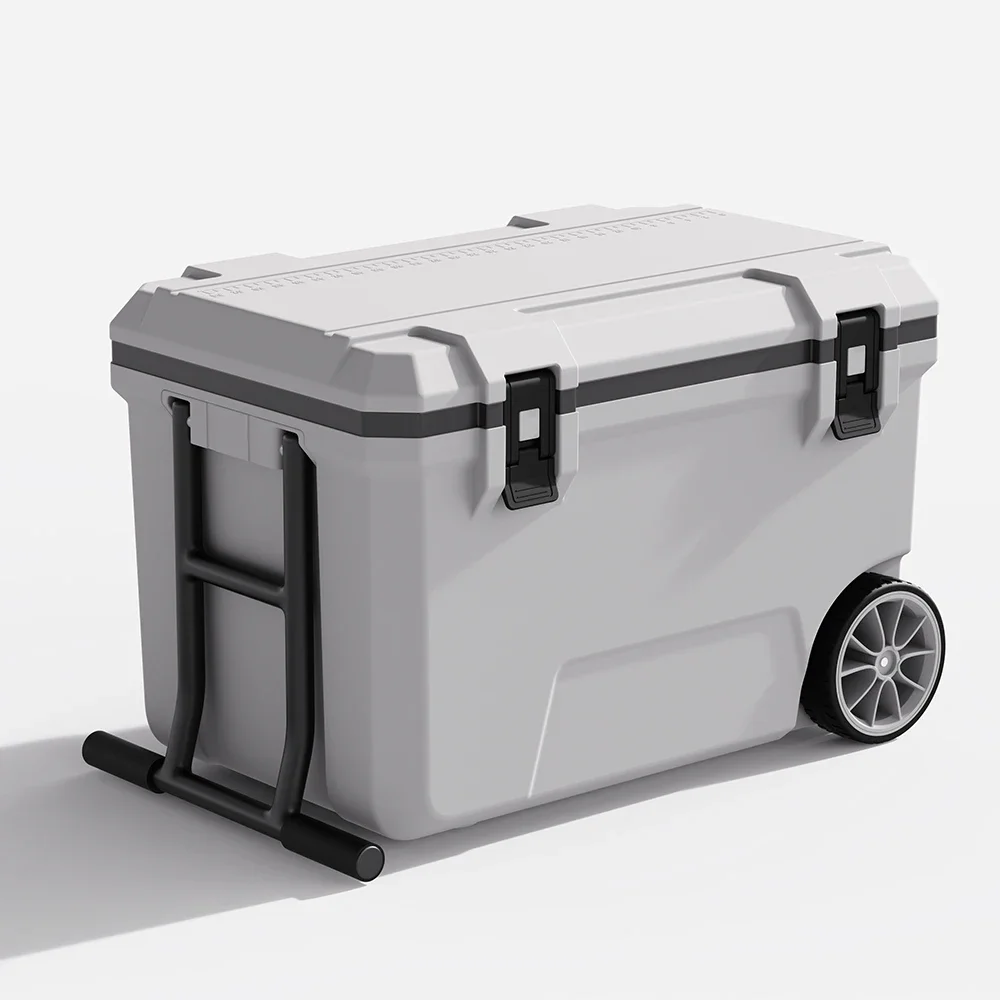 50L Wheeled Cooler Large Capacity Mobile Cooler Camping   Picnic Lunch Box Food Storage Hard Cooler Box