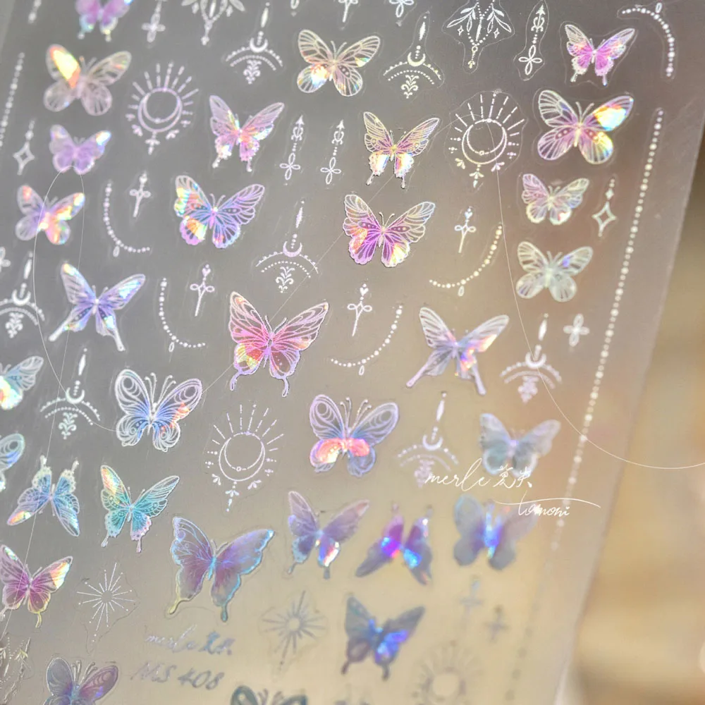 1 Sheet 5D Crystal Butterfly Nail Art Sticker Fantasy Embossed Diamond 3D Nail Decorations Slider 10*8cm DIY Beauty Decals