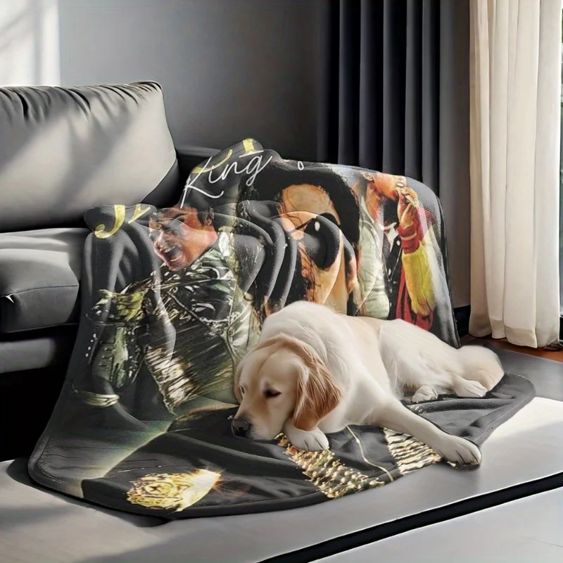 1pc Michael Jackson King of Pop Flannel Blanket, All Season Super Soft Warm Throw Blanket for Bedroom Living Room Camping, Music