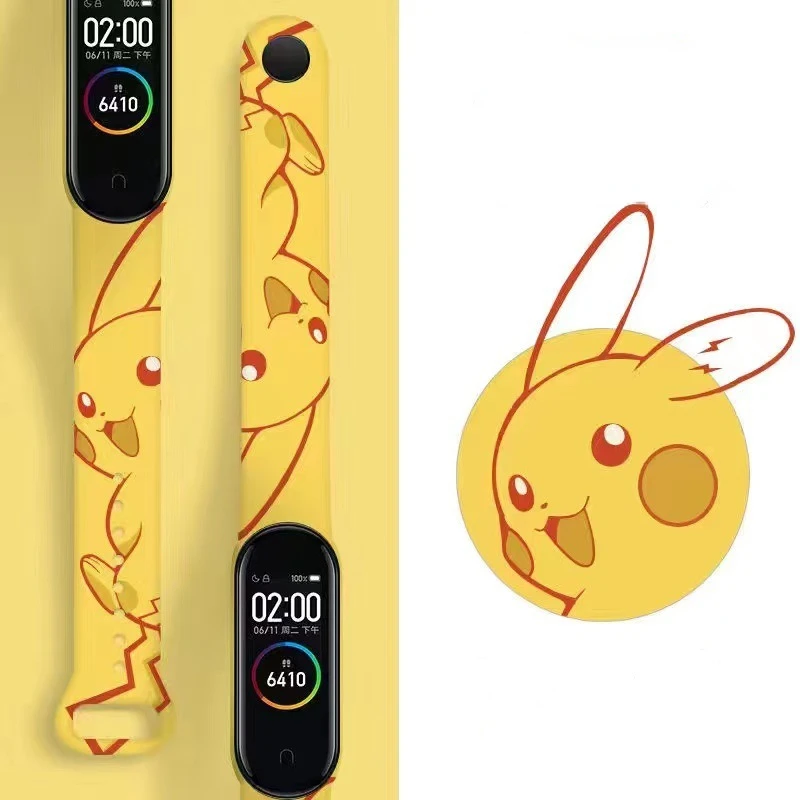 Pokemon Pikachu Watchbands for Xiaomi Mi Band 8 7 6 5 4 3 Cartoon Silicone Watch Strap for Mi4 Mi5 Mi6 Mi7 Mi8 Bracelet Gifts