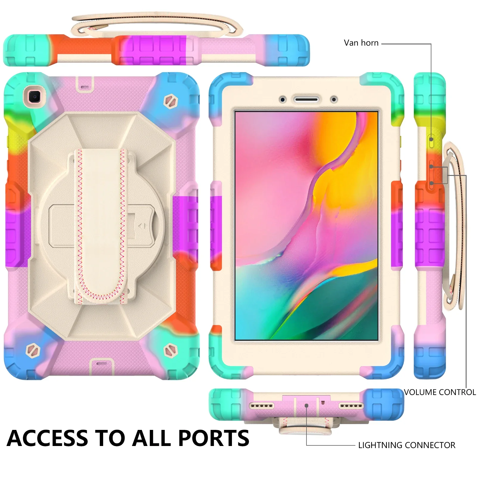 Case for Samsung Galaxy Tab A 8.0 2019 SM-T290 T295 T297 Silicon Shockproof Rugged Cover with Kickstand Hand Shoulder Strap