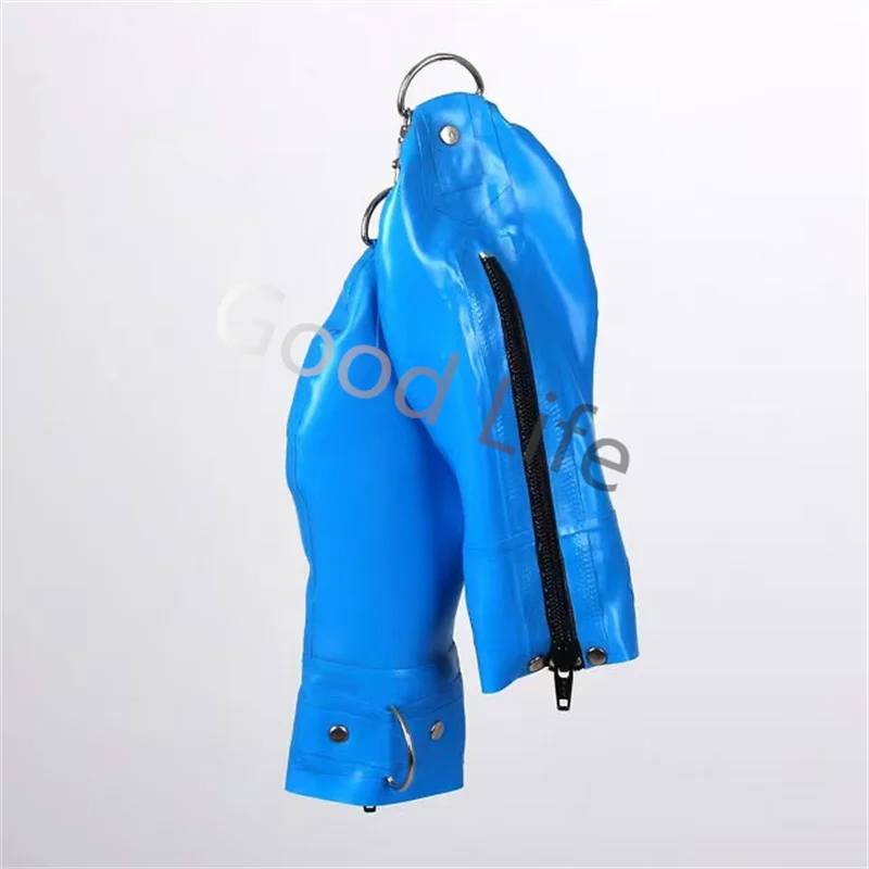 Latex Fetish Hand Bondage Boxing Gloves w/o Finger Tight Clasp Iron Ring Lockable Zipper 0.4mm