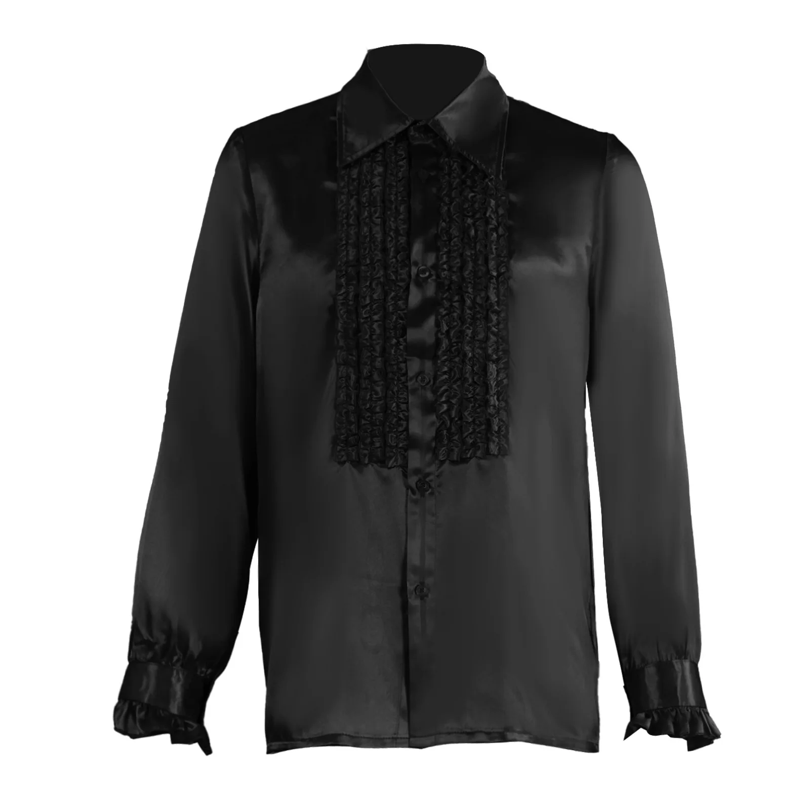 Chemise d'Halloween pour hommes, chemise de carnaval, manches longues, Costume de bal à volants, Costume de palais