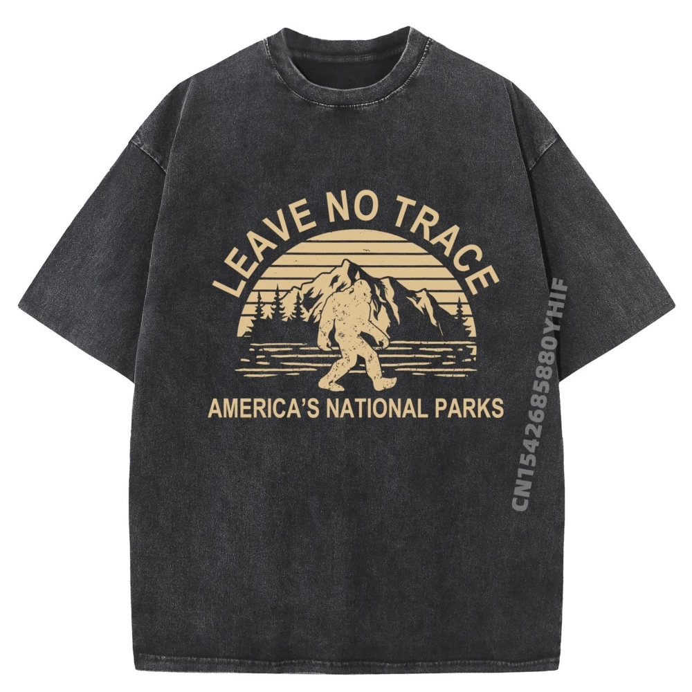 

Leave No Trace America National Parks Shirt Big Foot Graphic T Shirt Male Clothes Funny Vintage Washed Shirt