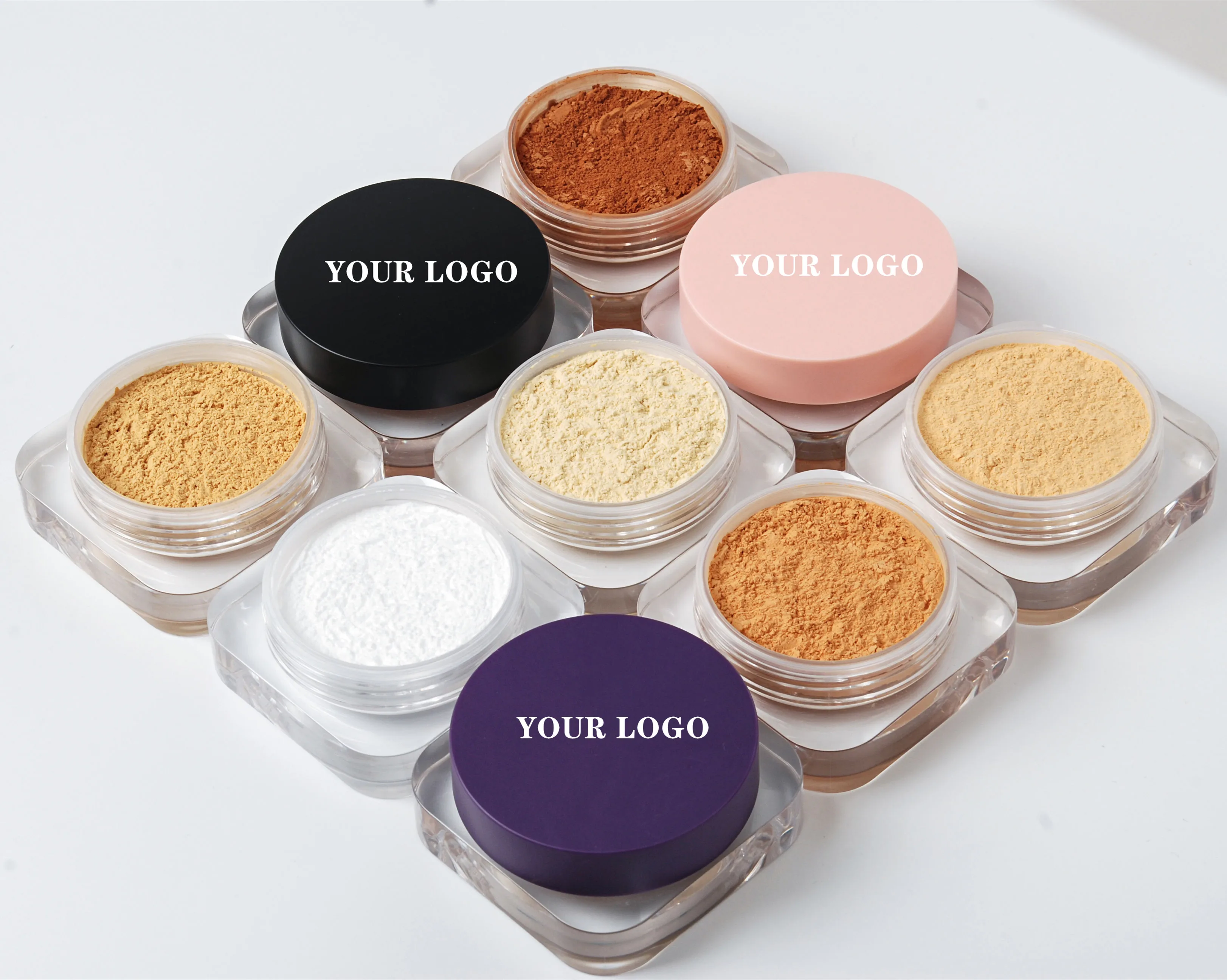 Benutzer definierte Logo lose Einstellung Pulver matt Öl Kontrolle langlebige lose Puder eigene Marke Gesicht Make-up wasserdicht Mineral 5 stücke