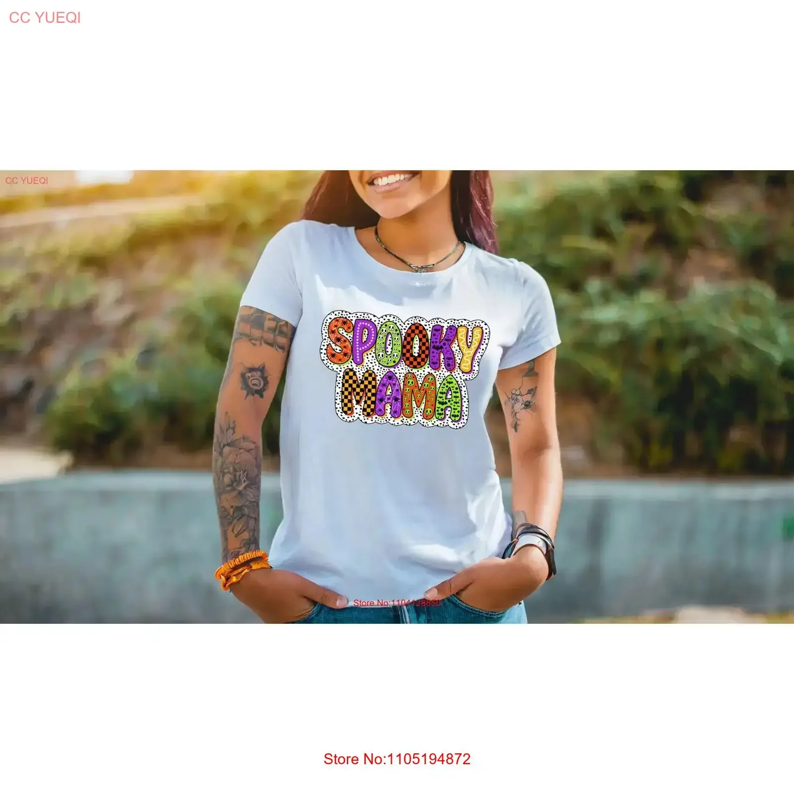 

Футболка Spooky Mama в стиле ретро на Хэллоуин для мамы и мамы, винтажная стираная дизайнерская одежда, стильная модная растянутая мягкая одежда