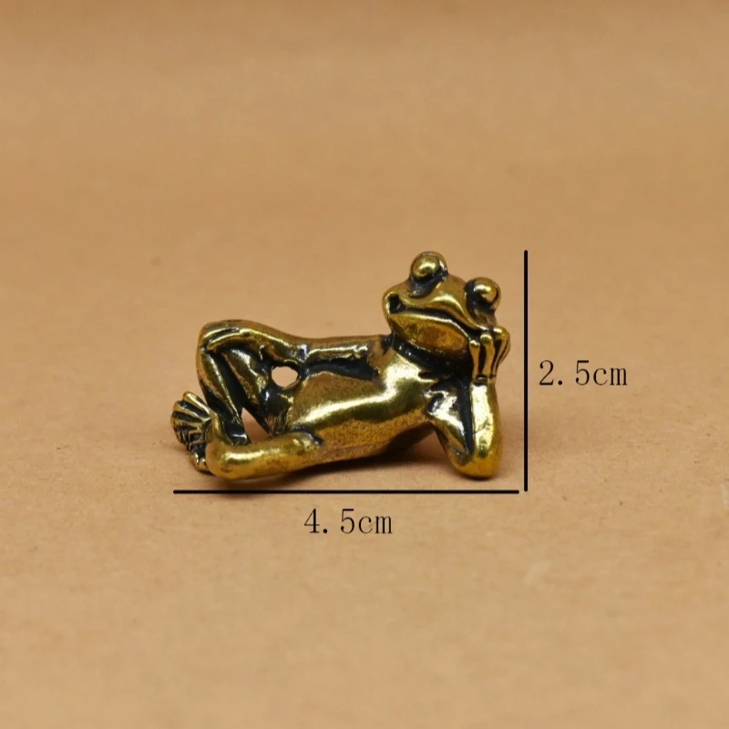 1 PC Sleeping Beauty Frog Creative Relaxing Amphibian Desk Animal Ornament Office Artisan Craft Miniature Copper Animal Figurine