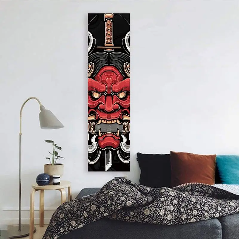 VIKAMA Japanese Red Prajna Samurai Long Sword Long Strip Tapestry Wall Decoration Entrance Room Decoration Home Decoration