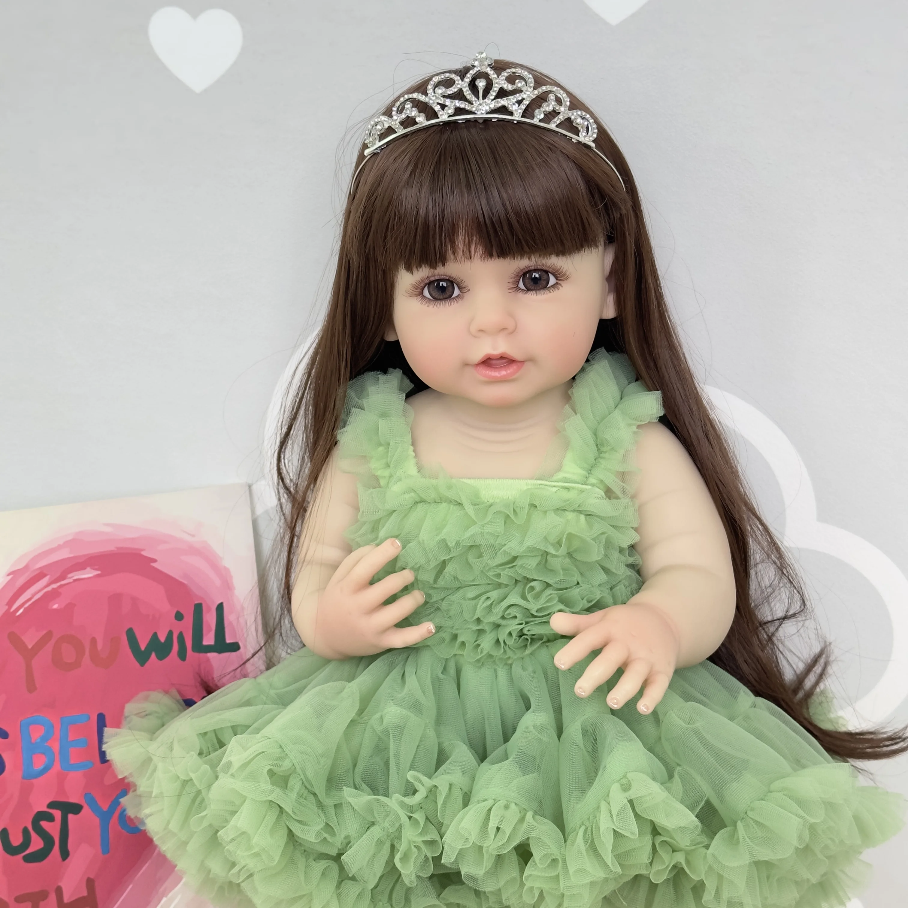 

55cm full glue can enter the water and stand against the wall, simulation doll, cute family toy