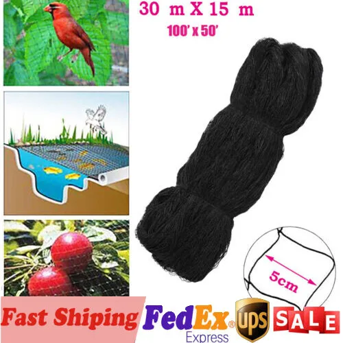 

100 X 50ft Bird Netting Black Nylon for Bird Poultry Aviary Anti Bird Netting Game Pens Net Agricultural Plantina Collect Leaves