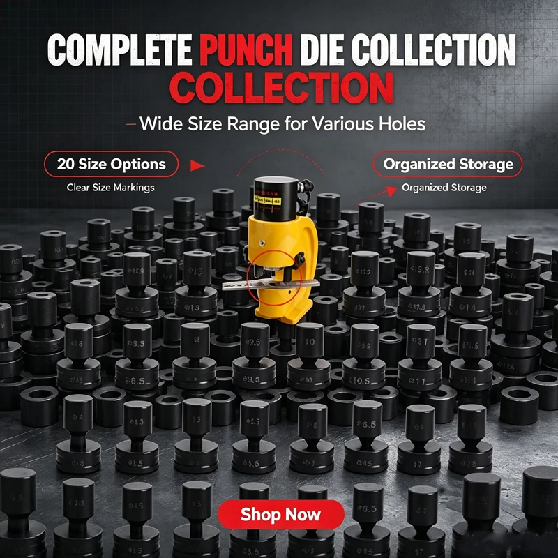 6Pcs CH-70 Hydraulic Punching Round Die, Open Round Hole Die, 6 Size Molds Can Be Combined Arbitrarily