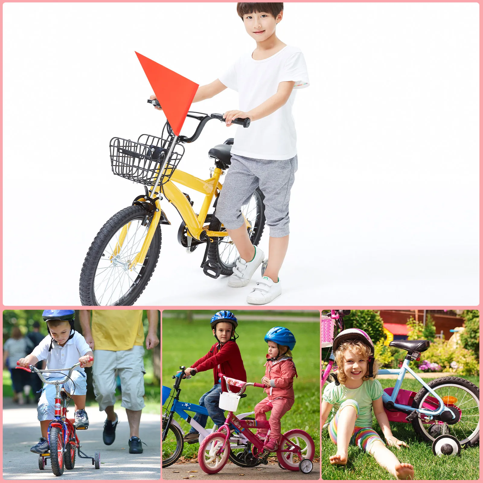 

Набор из 8 светоотражающих флагов для детских велосипедов: яркие предупреждающие флаги для прицепов, самокатов и велосипедов, сверхпрочные сменные элементы