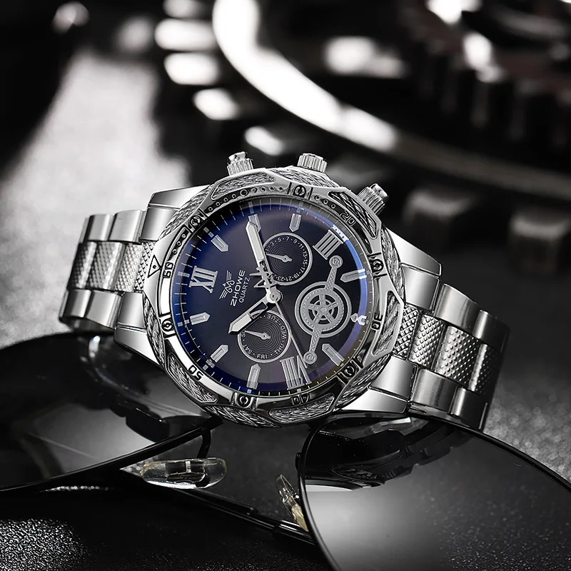 Men's business bar scale dial steel band Watch Quartz Watch