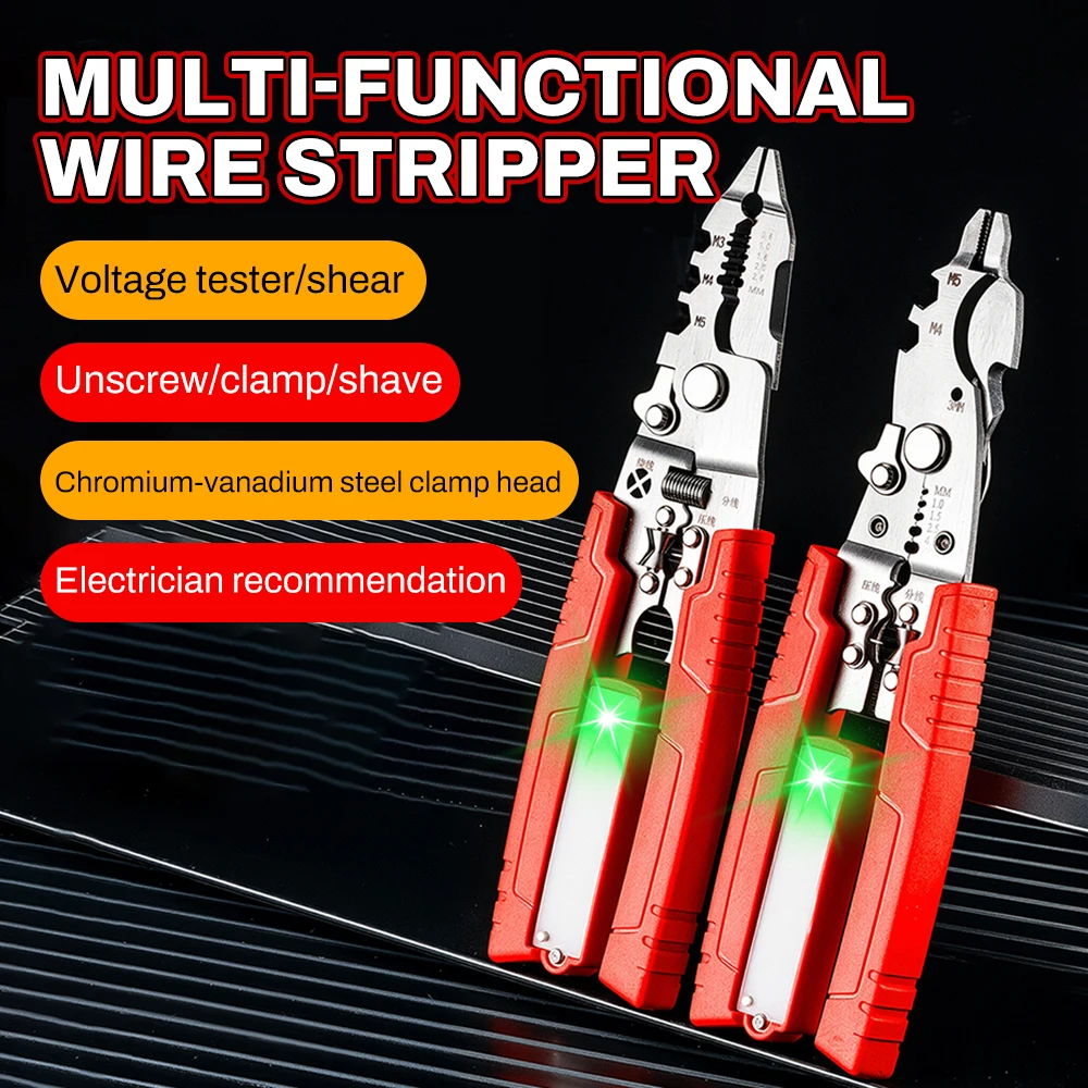 

New Multi-function Wire Stripper Electricians Voltage Testing Handheld Cable Cutting Pliers Electrician Pliers