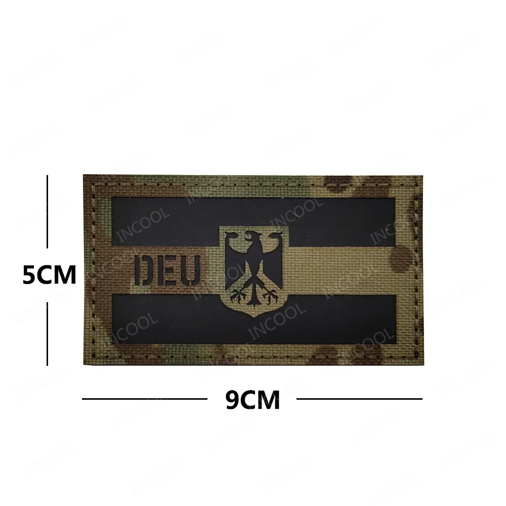 Deutschland-Flagge, bestickt, DEU, reflektierender Infrarot-IR-Patch, Deutschland, deutsches Armband, PVC-Gummi-Abzeichen, Applikationen für Mütze, Rucksack